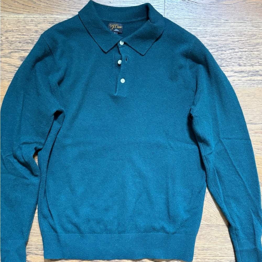 J. Crew green Polo Shirt Classic Fit 100 % cashmere